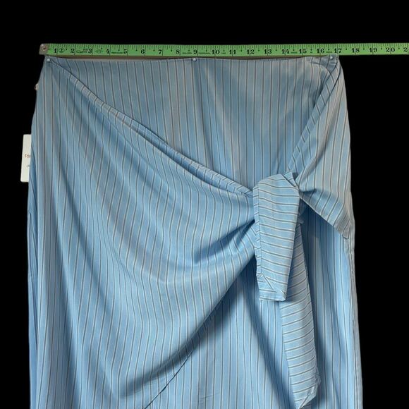 Forever 21 Contemporary Women's Baby Blue Stripes Skirt Cross Tie Front SZ/XL - Picture 3 of 8